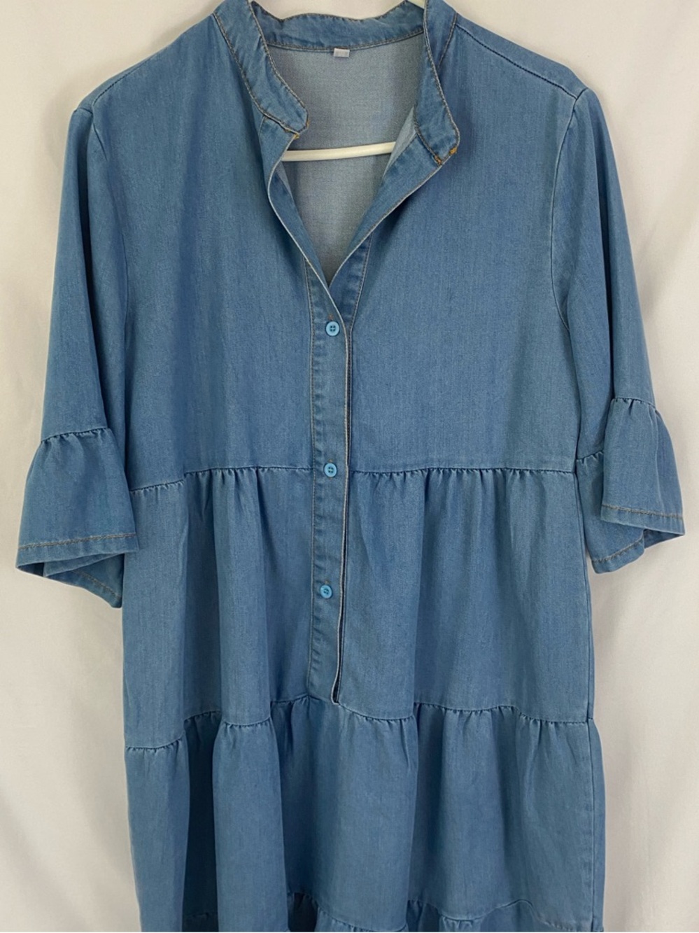 Light Blue Tiered Denim Shirt Dress Womens Medium
